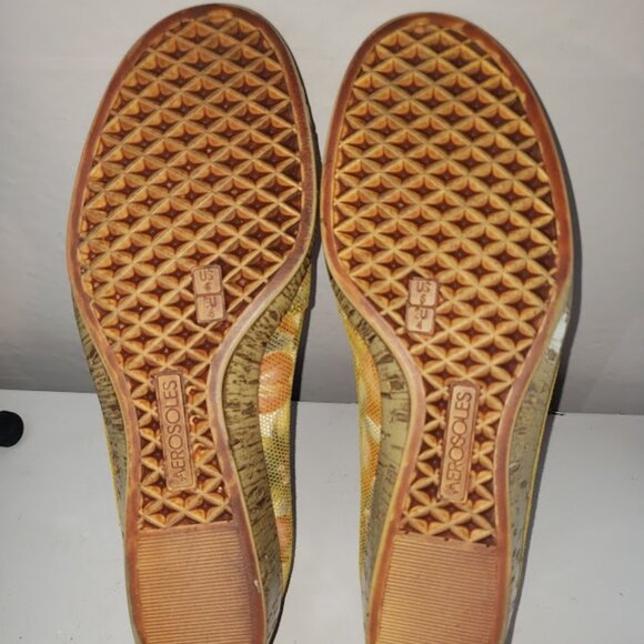 AEROSOLES * Peep Toe ShoesWedge Multi Floral Spring Break Leather Upper SZ 6M - Picture 9 of 11